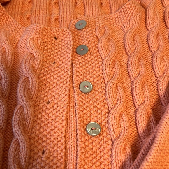 Women's Orange Hand Knited button up cable cardigan Size 8/ 10 - Picture 2 of 8
